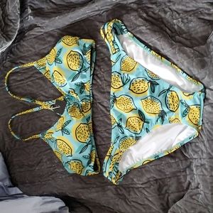 Lemon Strappy Light Blue and Yellow Bikini